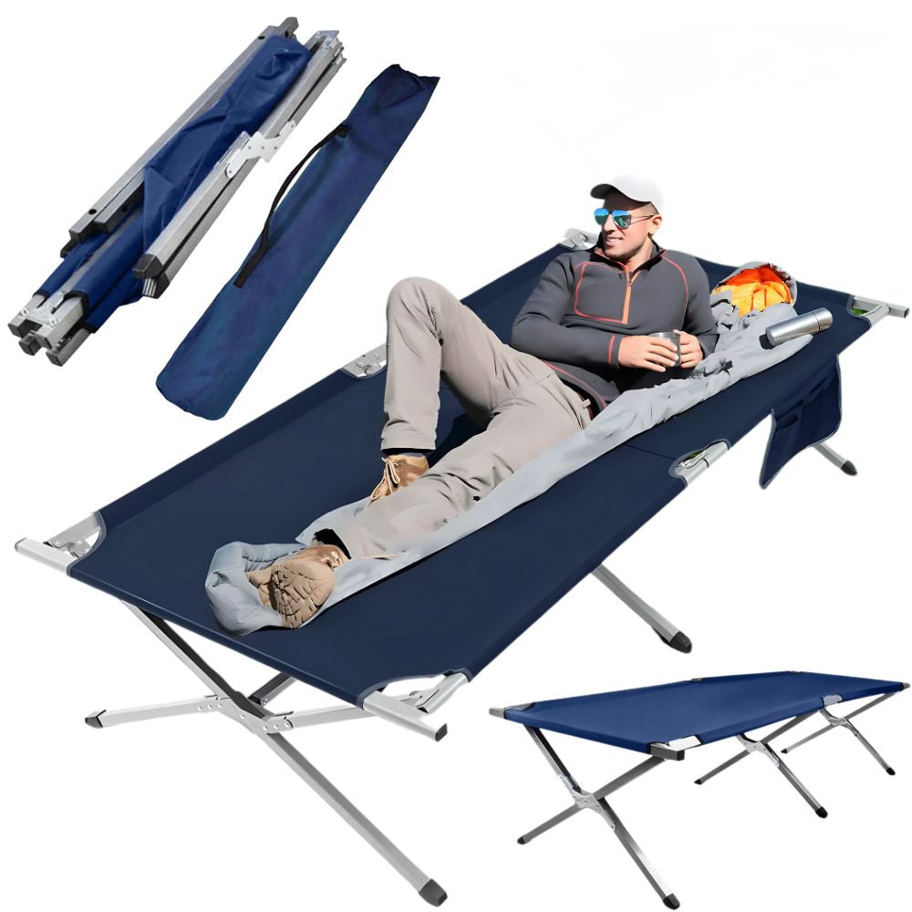Foldbar Campingseng 187 Cm  Feltseng Med Stålramme Og Transporttaske  Op Til 110 Kg