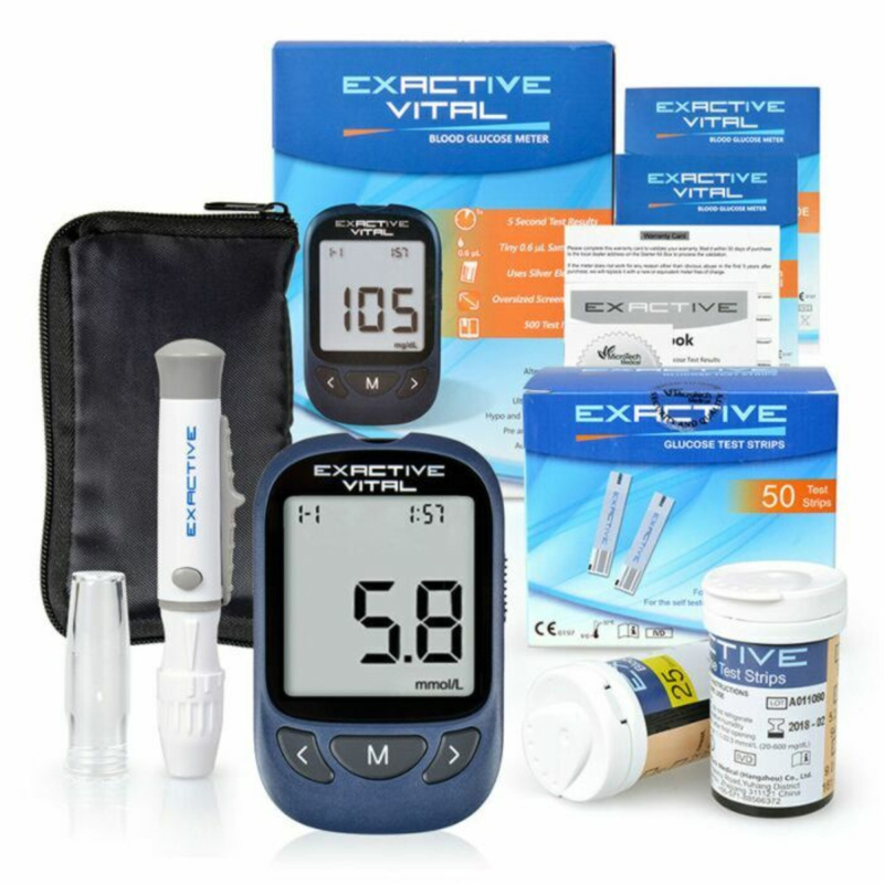 Exactive Vital Blodsukkermåler - M. 50 Strimler Og Livstidsgaranti!