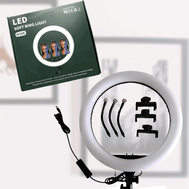 Ring Light Incl Stativ - Plads Til 3 Telefoner