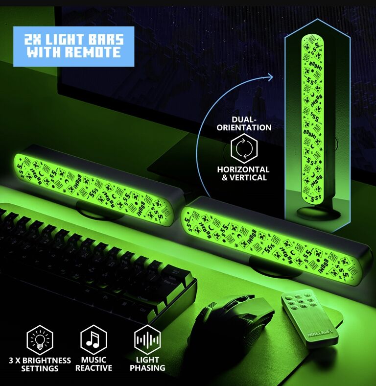 Minecraft Creeper Lysbarer - Pakke Med 2 Lampe - Geekd.dk