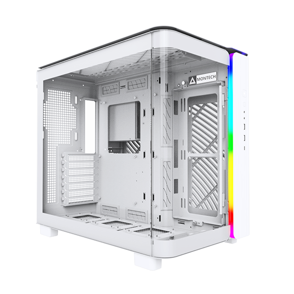 Montech King 95 Hvid - Curved Glas Kabinet - Geekd.dk