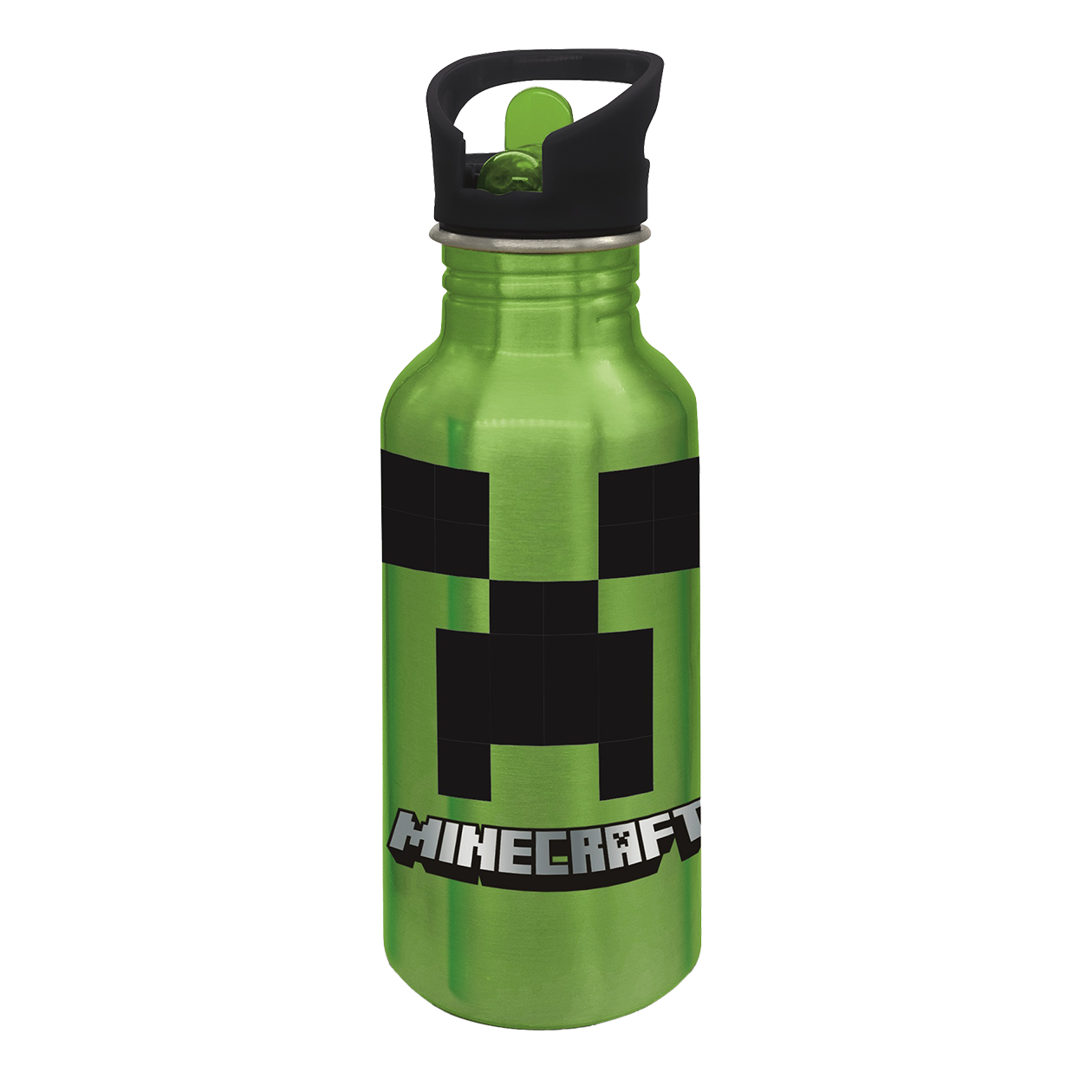 Stor  -  Minecraft Aluminium Drikkedunk Med Sipper 545 Ml - Geekd.dk