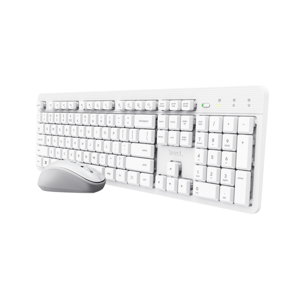 Trust Ody Ii Trådløst Tastatur Og Mus  -  Hvid, Nordisk - Geekd.dk