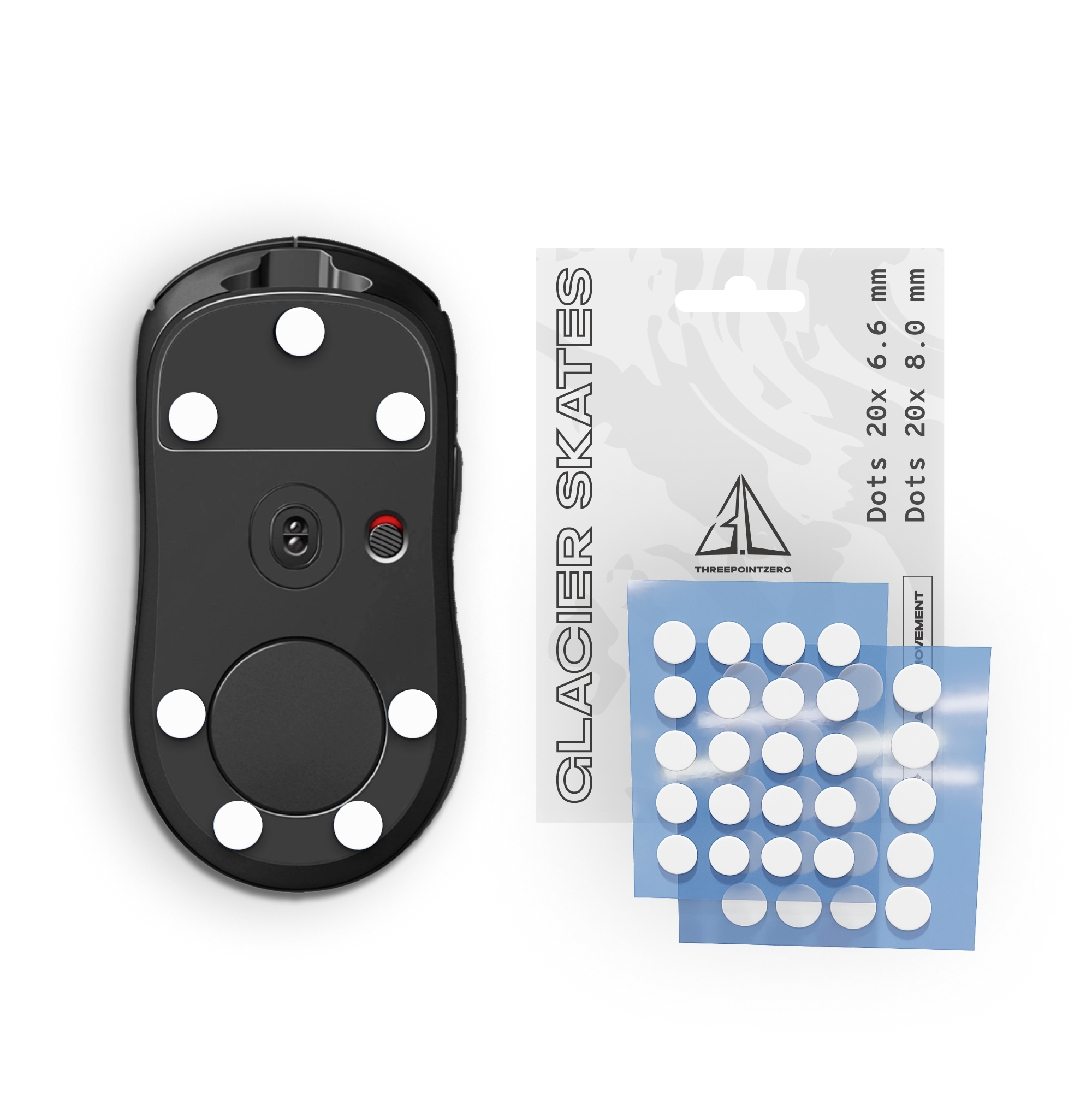 Threepointzero Glacier Skates  -  Universal Dots - 40pcs (20x Big Dots + 20x Small Dots) Musefødder - Geekd.dk